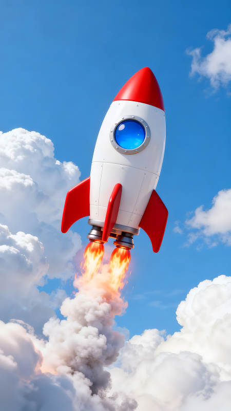 火箭发射升空蓝天白云图片