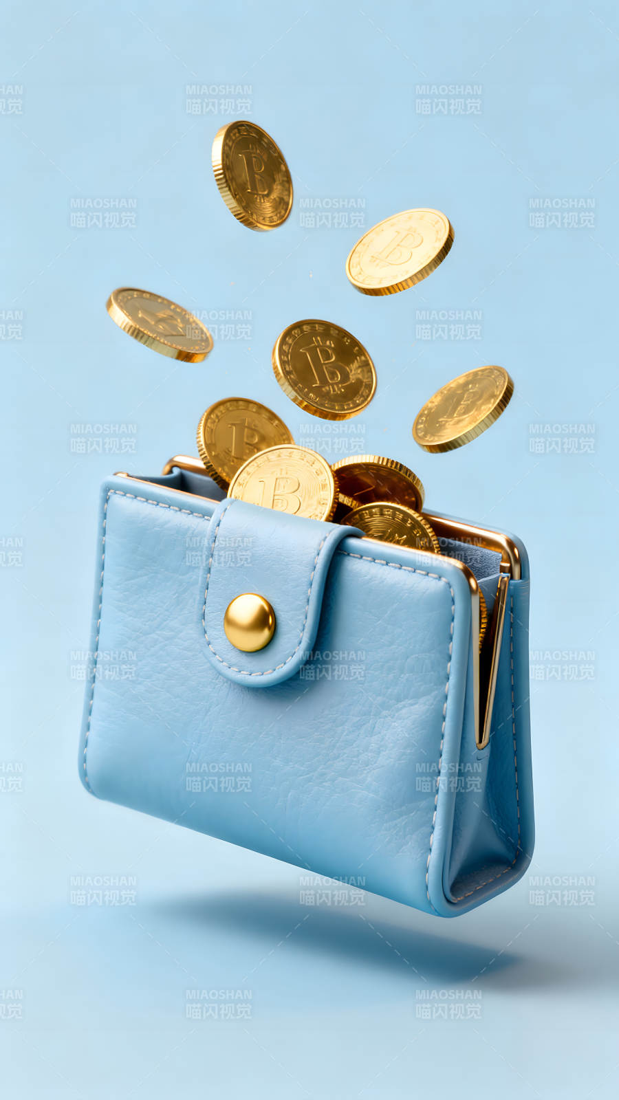 金币从钱包中溢出图片