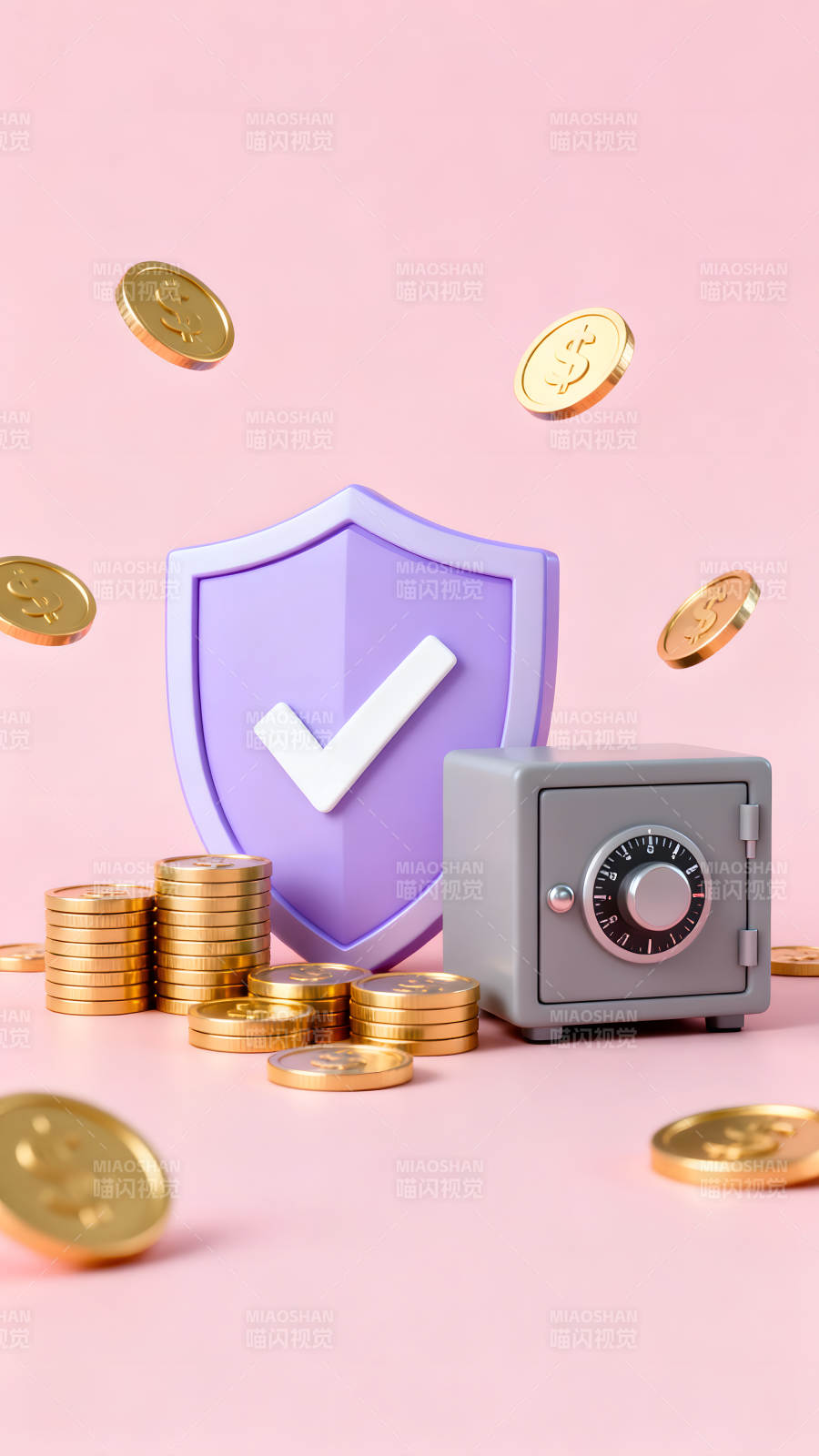 金币安全保险概念图示图片