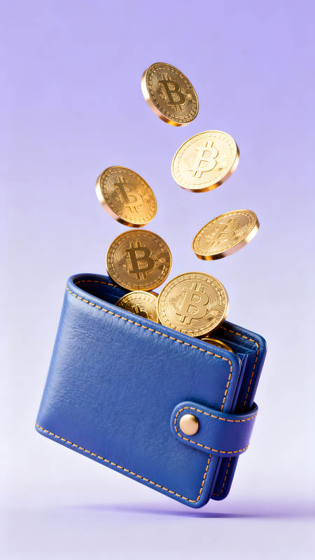 比特币从钱包中飞出图片