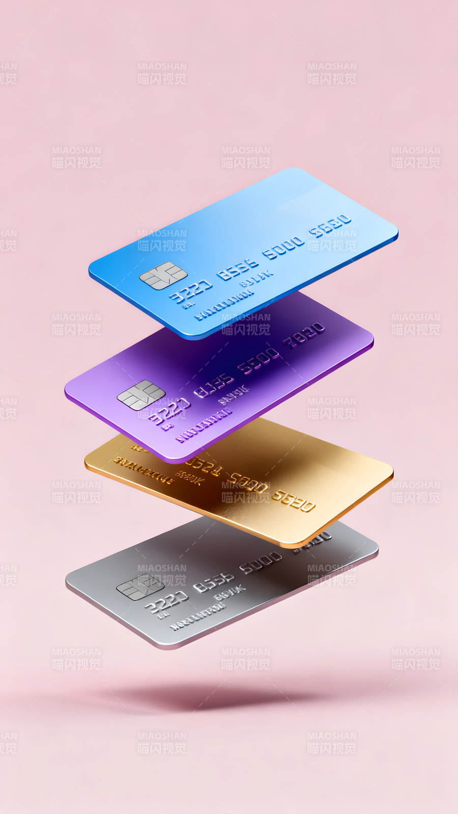 彩色悬浮信用卡设计图片