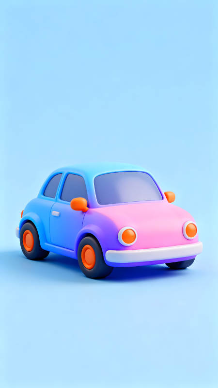 卡通小汽车在蓝色背景上图片