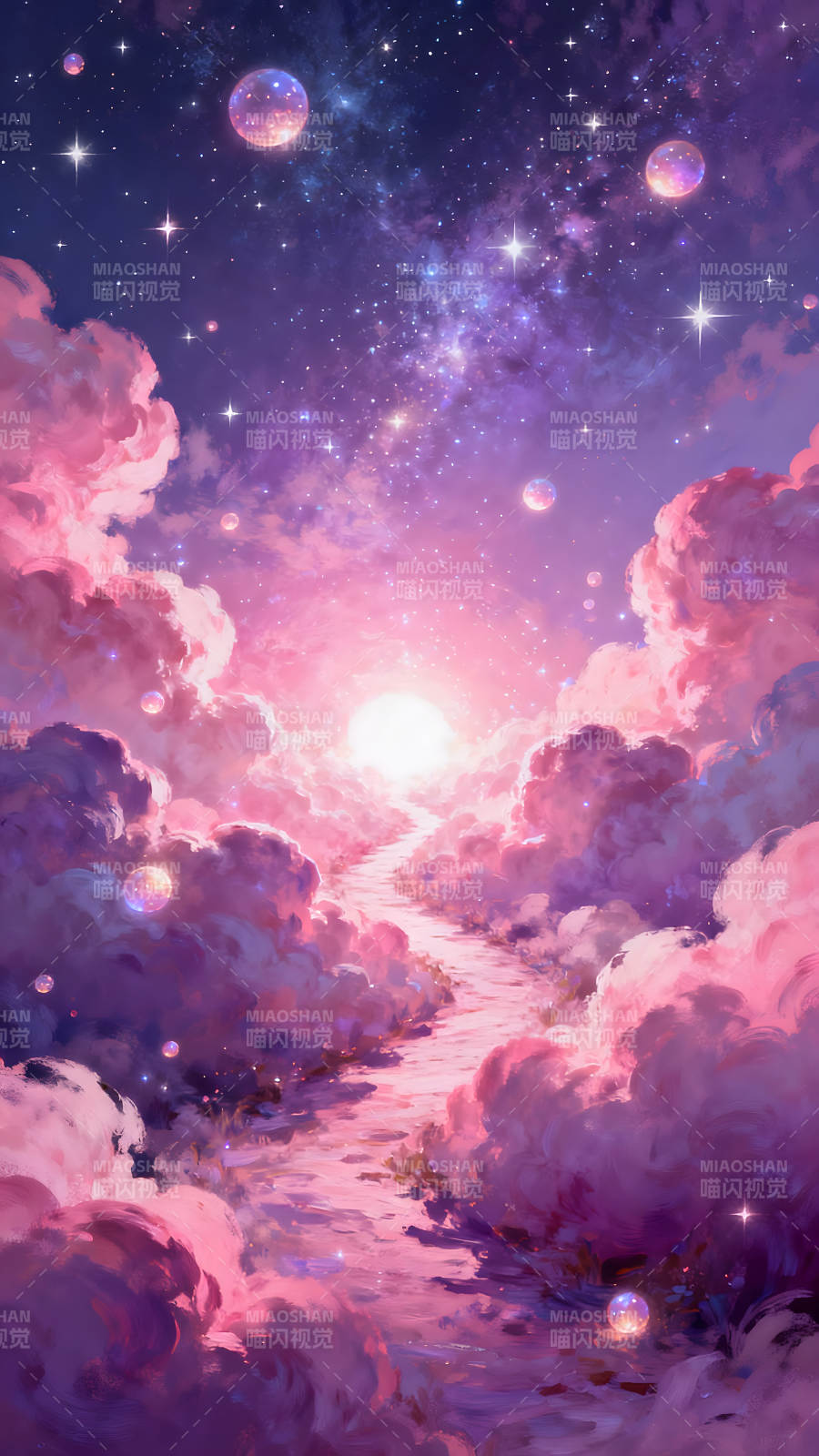 粉色梦幻云彩星空美景图片