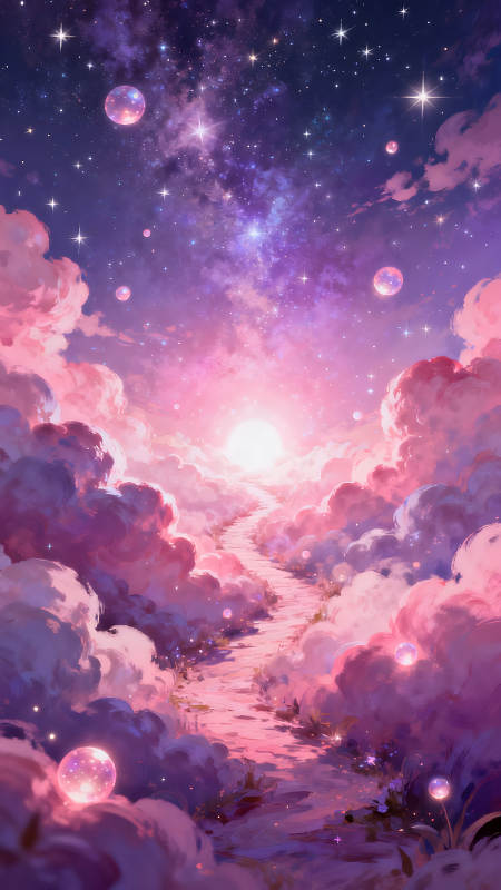 梦幻般的云中之路通往星光璀璨的天堂图片