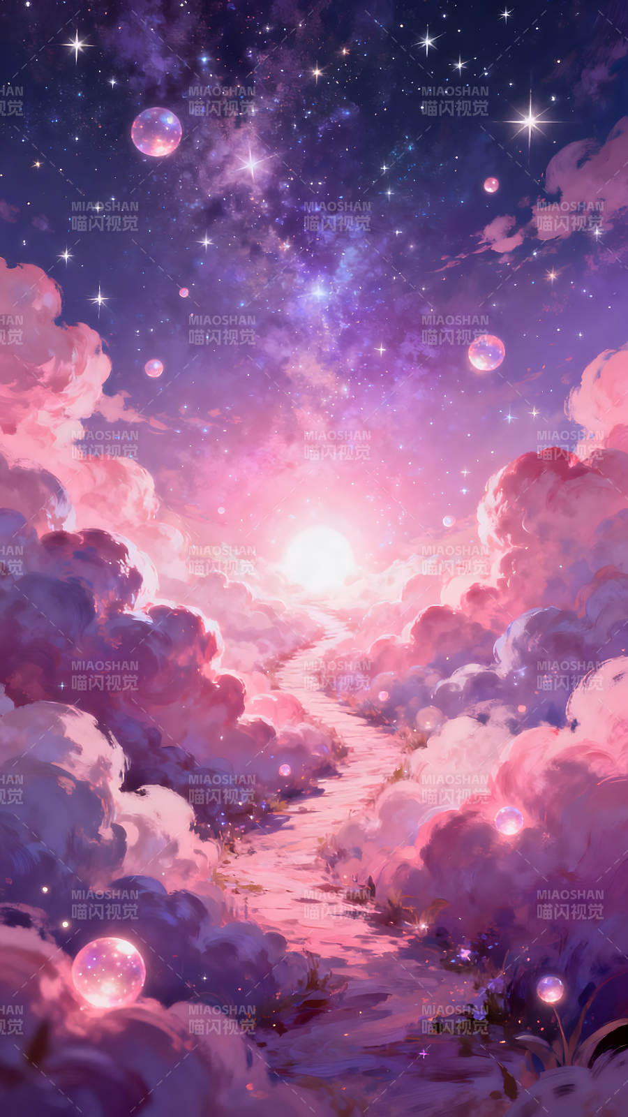 梦幻般的云中之路通往星光璀璨的天堂图片