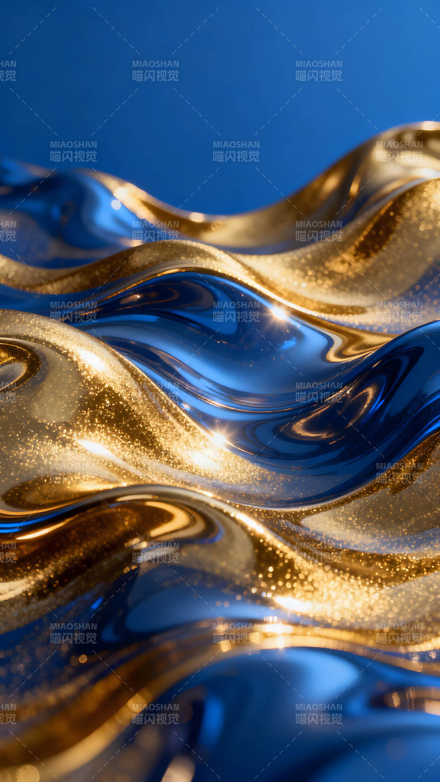 金蓝流体光影交织艺术图片