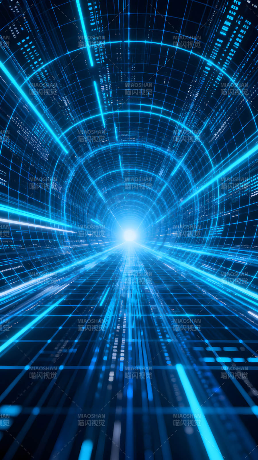 蓝色的数据通道连接着未来世界图片
