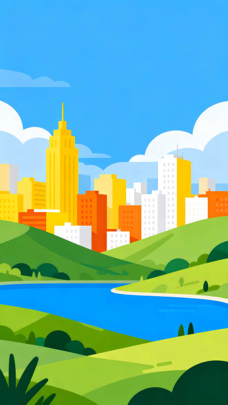 城市风光与自然景观和谐共存图片