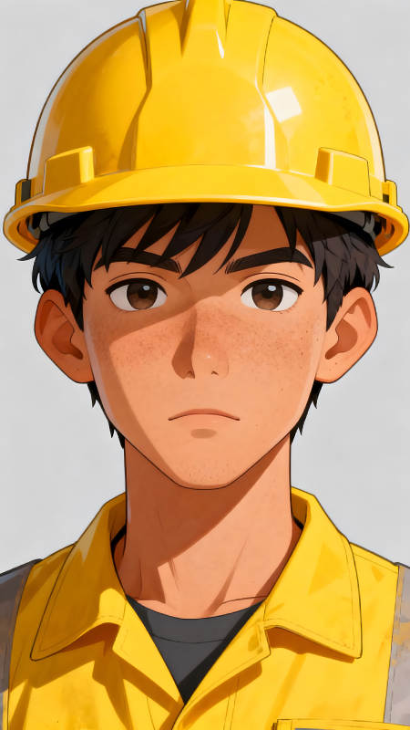 戴安全帽的动漫人物特写图片