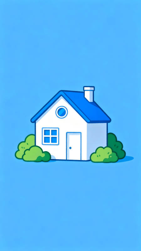卡通风格的房屋在蓝色背景上图片