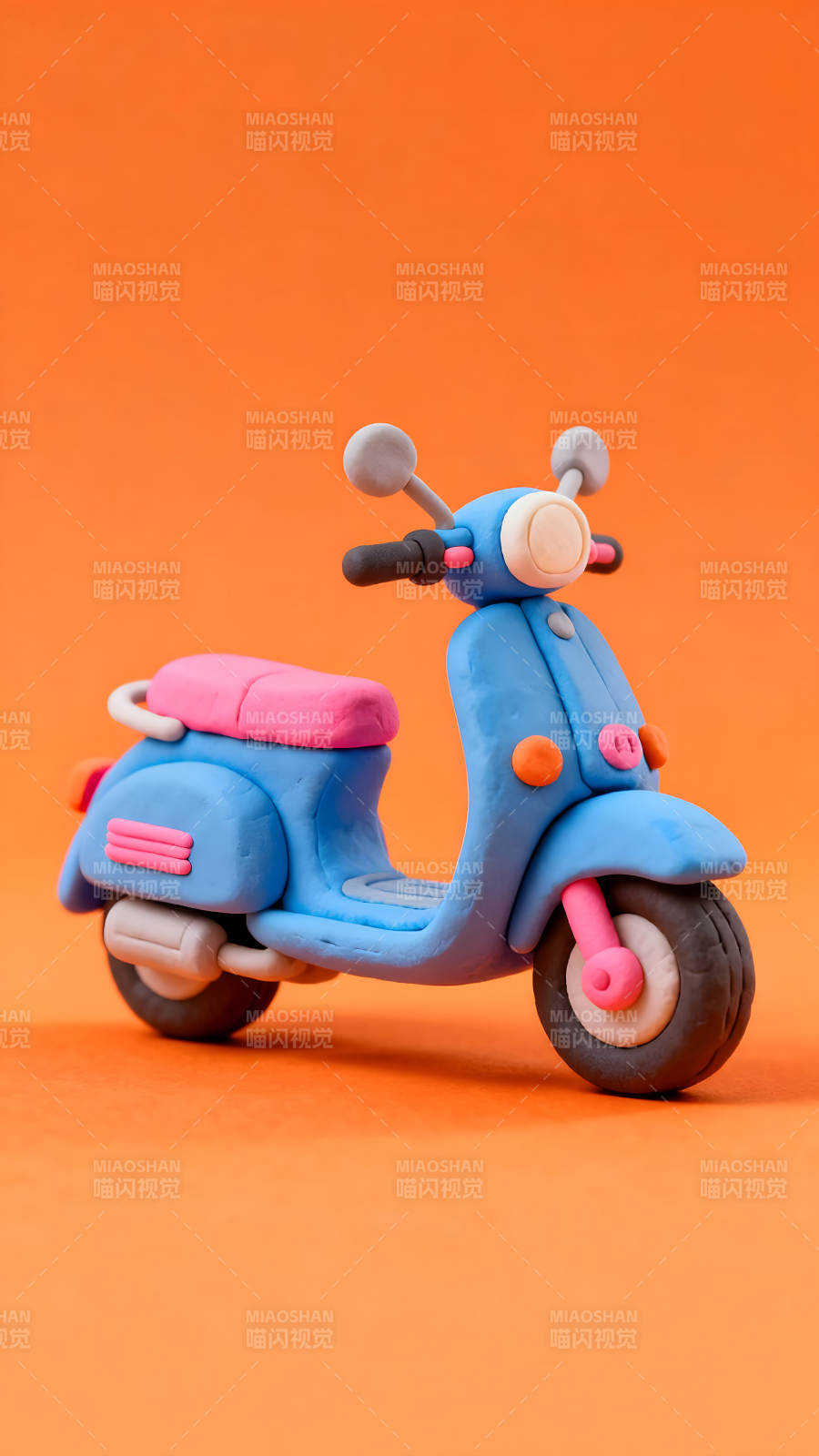 黏土摩托车橙色背景创意图片