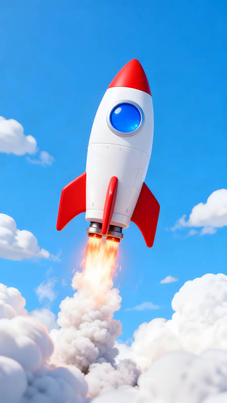 火箭发射升空蓝天白云图片