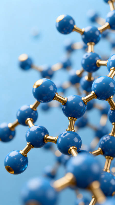 蓝色分子结构金色连接图片