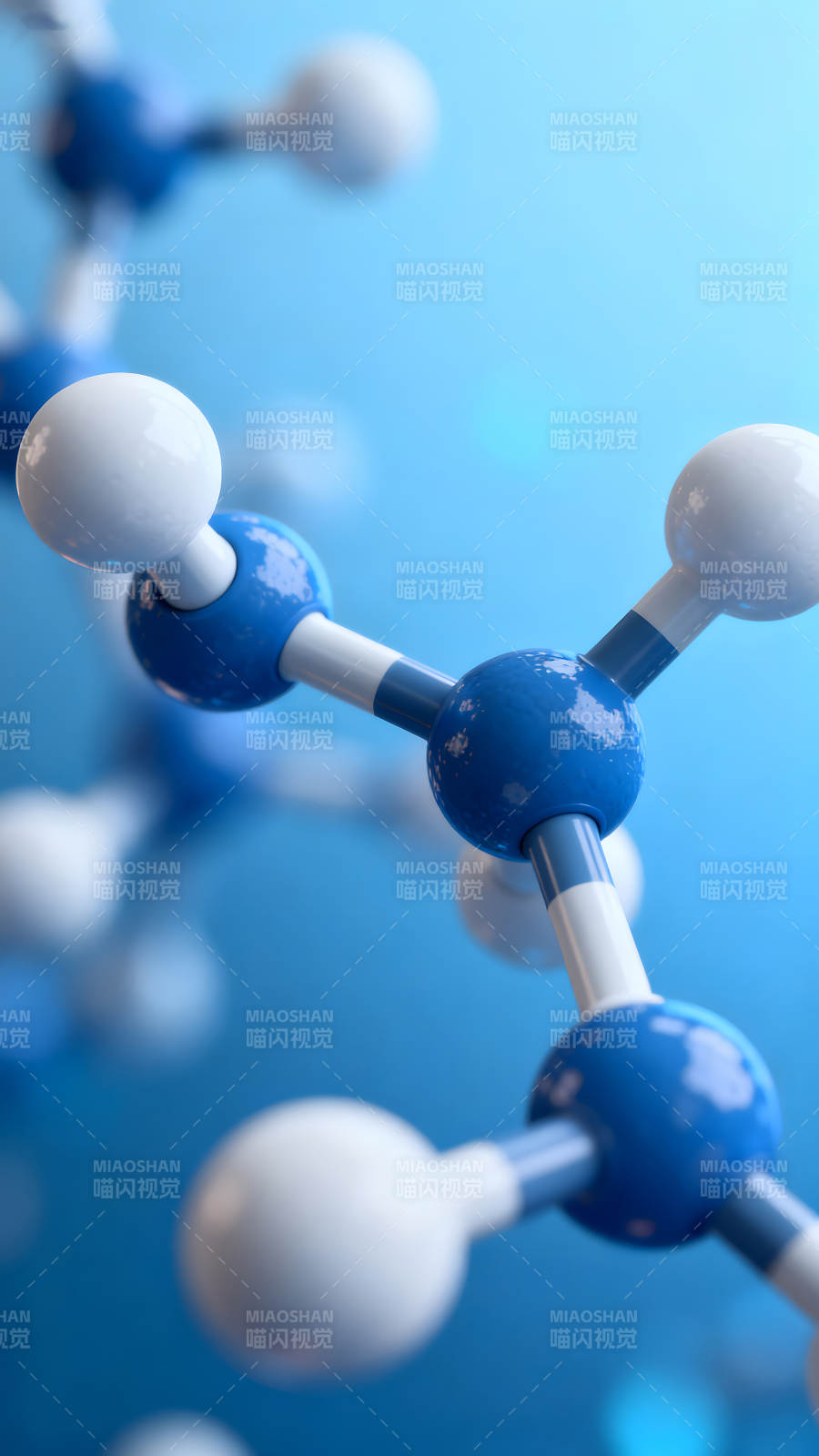 分子结构模型蓝白色调图片