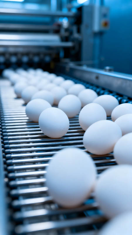 鸡蛋生产线自动化处理场景图片