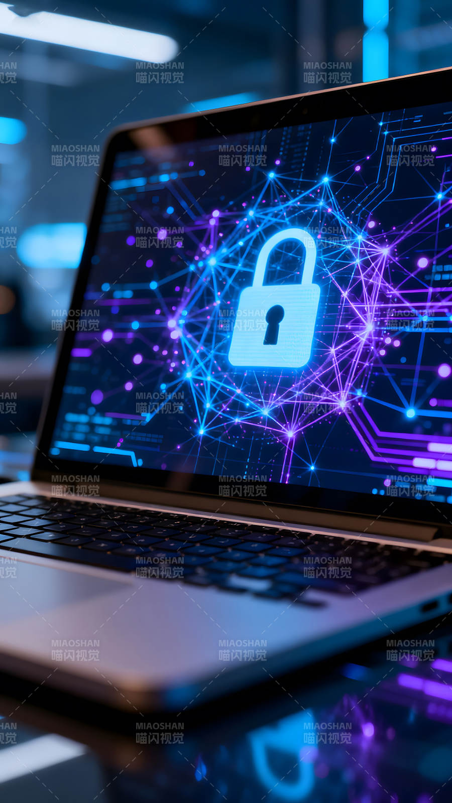 笔记本屏幕显示安全锁图案图片