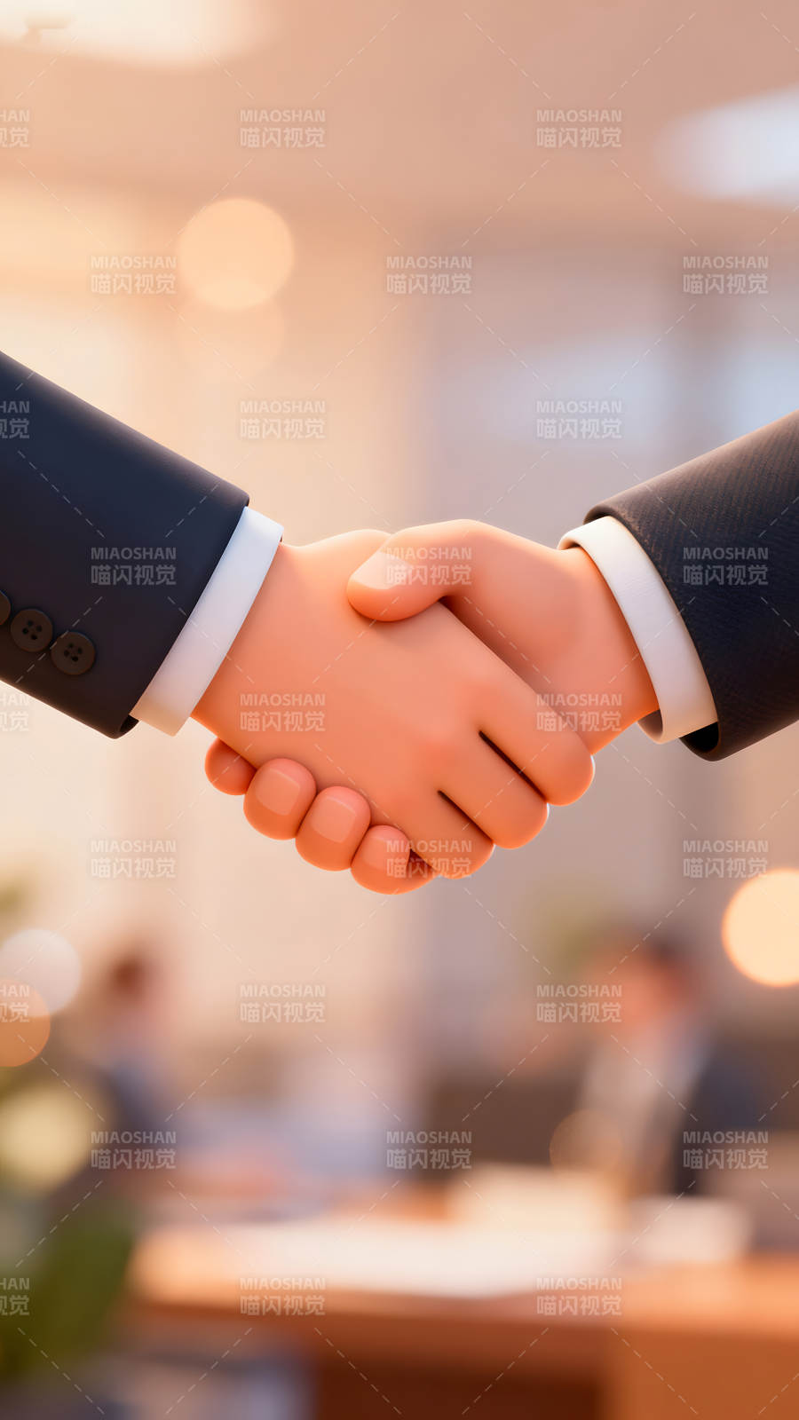 卡通风格握手表达合作图片