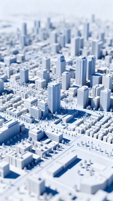 城市模型俯瞰图单色设计图片