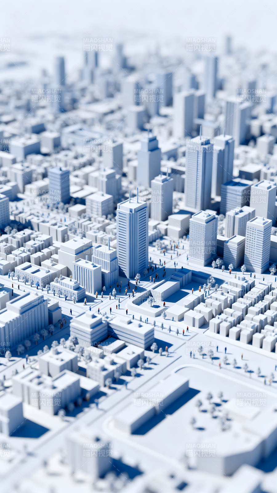 城市模型俯瞰图单色设计图片
