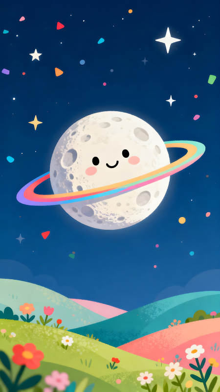 可爱卡通星球夜空图片