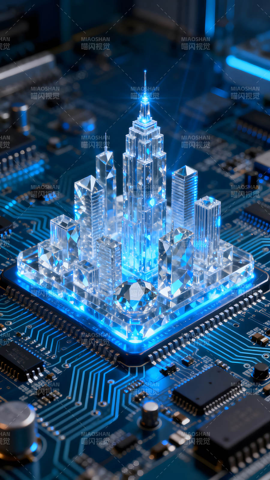 芯片上的科技城市图片