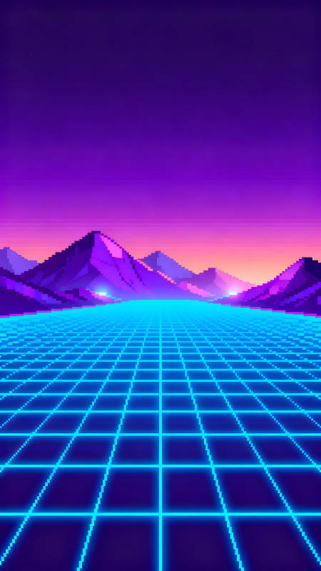 赛博朋克像素艺术风景图片