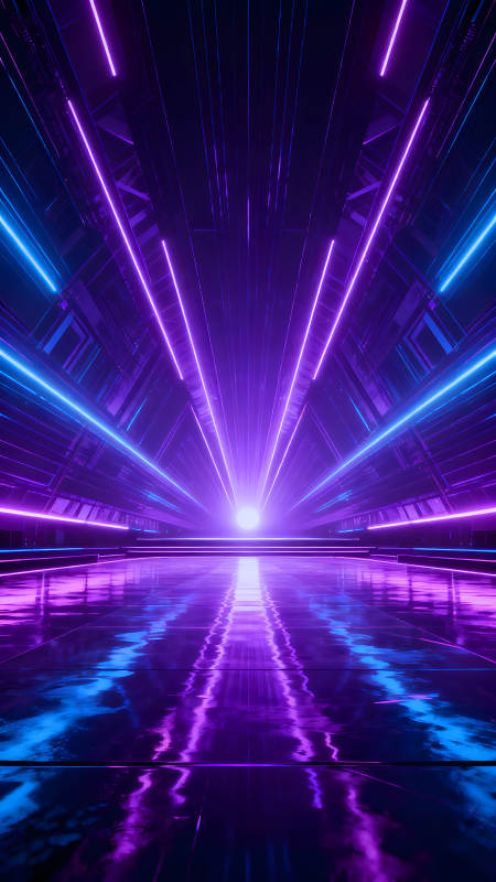 赛博朋克风格发光隧道反射光线图片