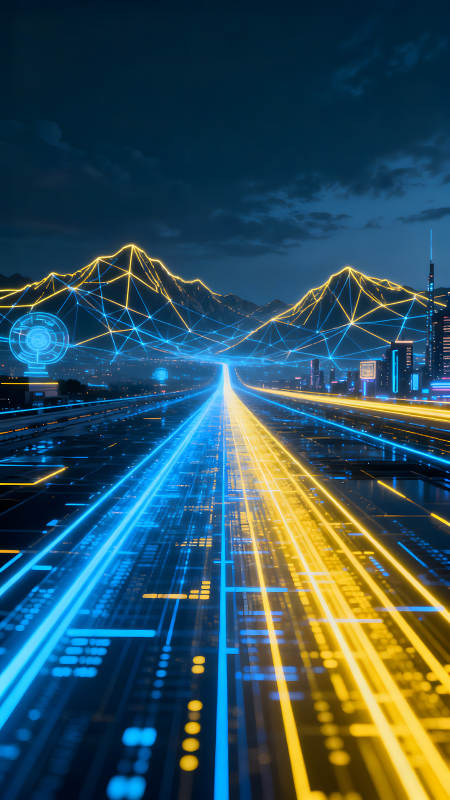 科技感未来城市夜景图片