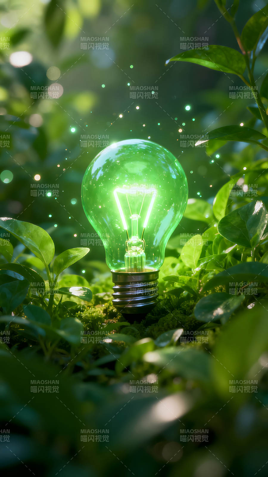 绿色灯泡环保概念图片