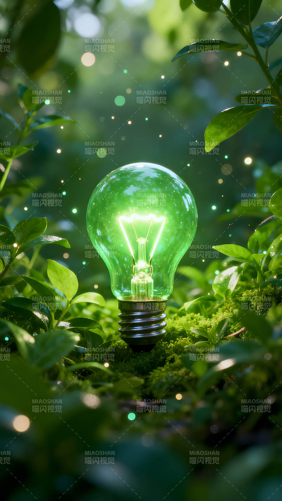 绿色灯泡环保概念图片