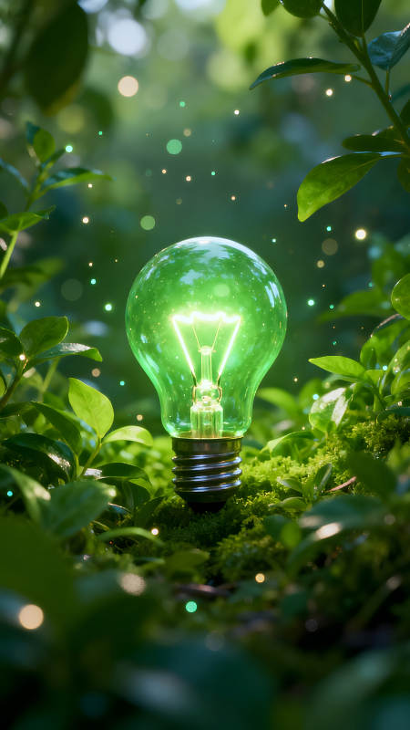 绿色灯泡环保概念图片