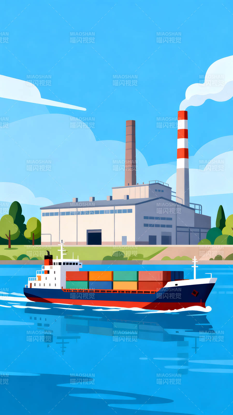航运与工业污染的场景图片