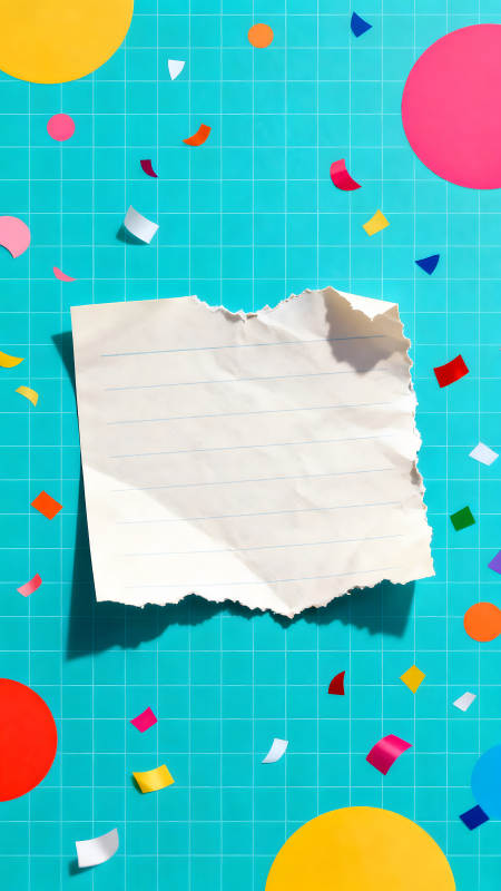 彩色元素与纸张的创意组合图片