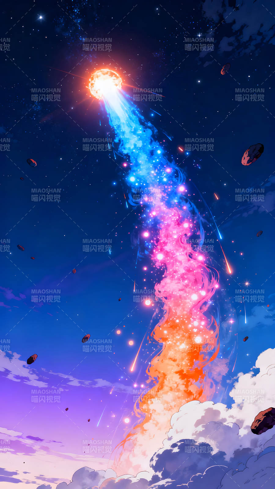宇宙流星炫彩景象图片
