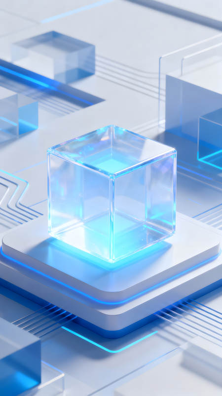 未来科技感透明立方体视觉冲击图片