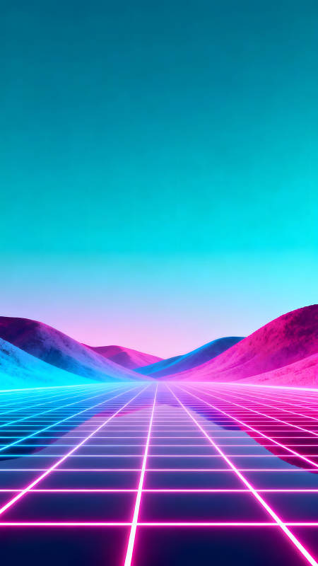 霓虹灯光山脉风景图片