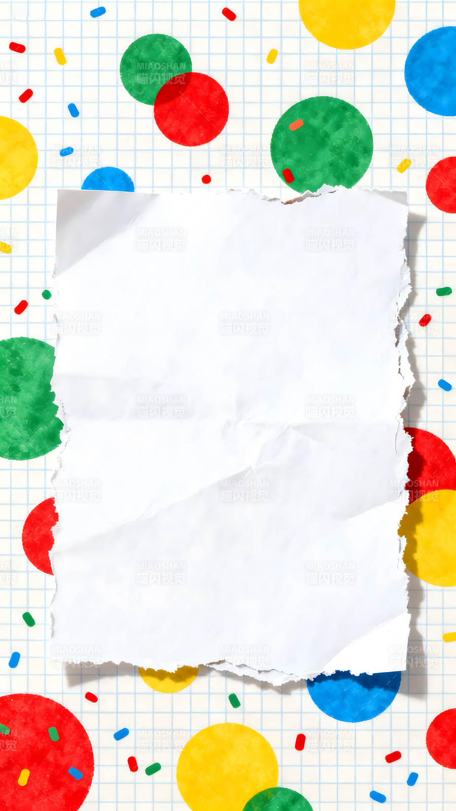 彩色圆点与白纸的创意组合图片