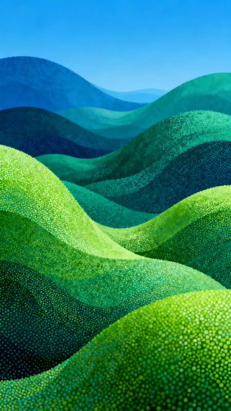 绿意盎然的山丘和蓝天图片