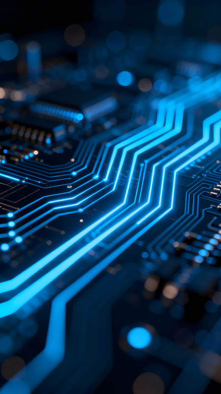 电路板发光蓝线科技感十足图片