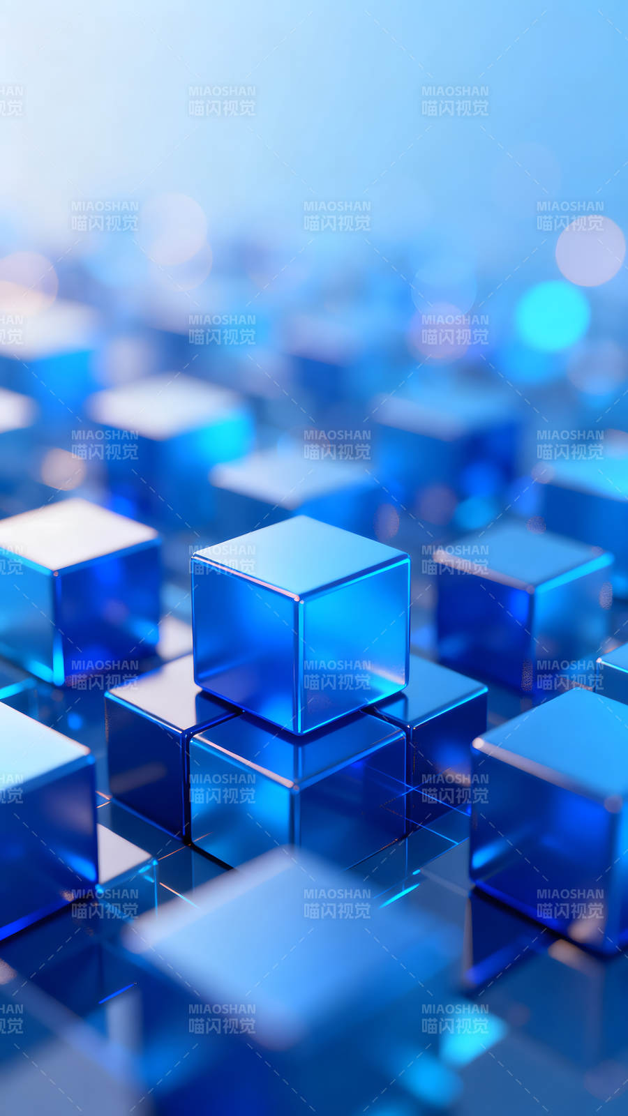 蓝色立方体抽象艺术图片