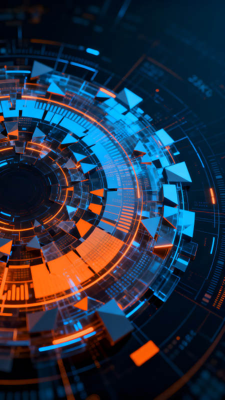科技感十足的蓝色橙色数字世界图片