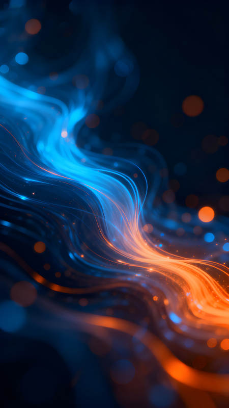 蓝橙火焰交织流动抽象画面图片