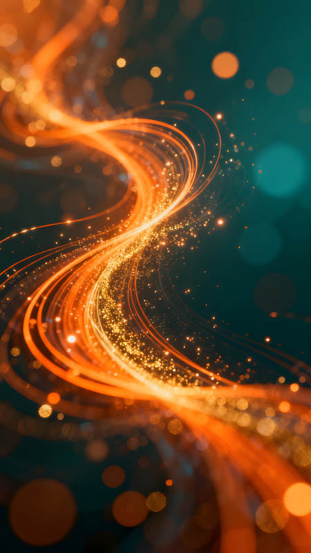 光线流动与颗粒绽放的抽象视觉图片