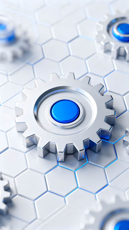齿轮和六边形构成的科技感画面图片