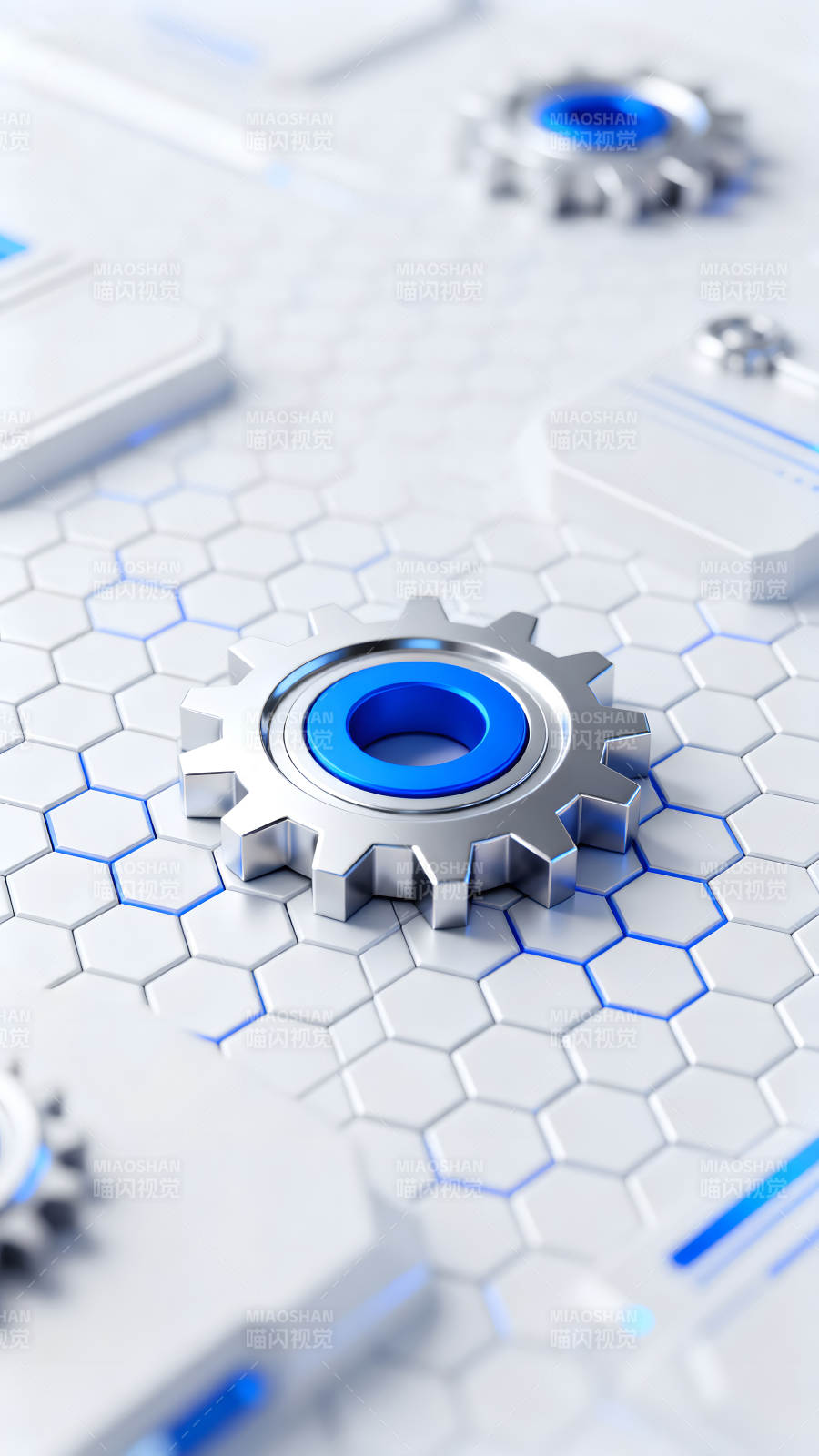 机械齿轮与科技感背景图片