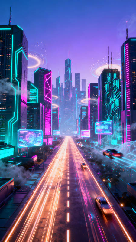 赛博朋克未来城市夜景图片