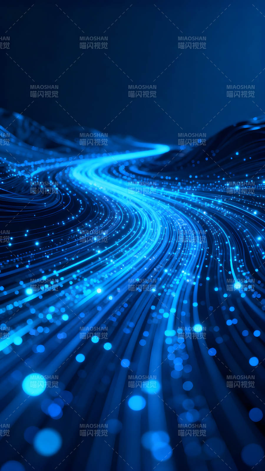 蓝光流动数字世界光线交织图片