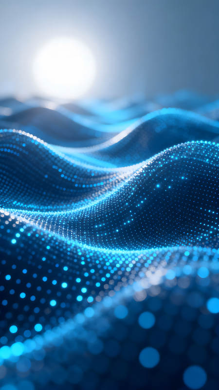 蓝色光点组成的波浪图片