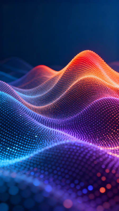 彩色光点组成波浪效果图图片