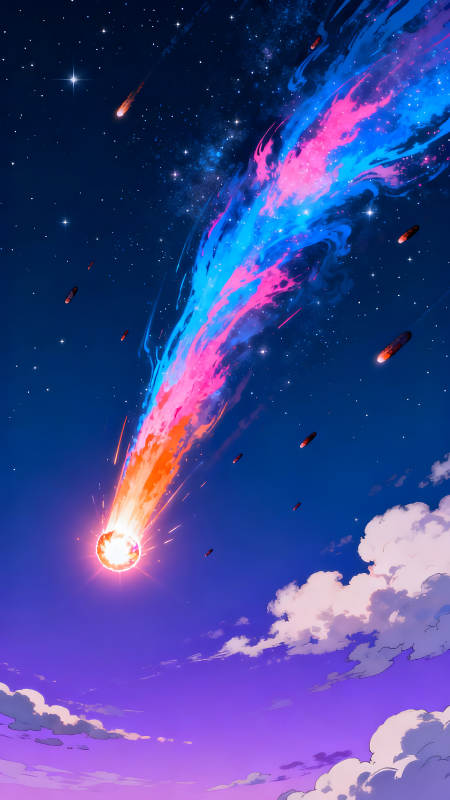 彗星划破天际星光璀璨图片